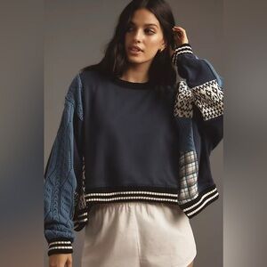 Pilcro Navy and Black Patterned Sweater